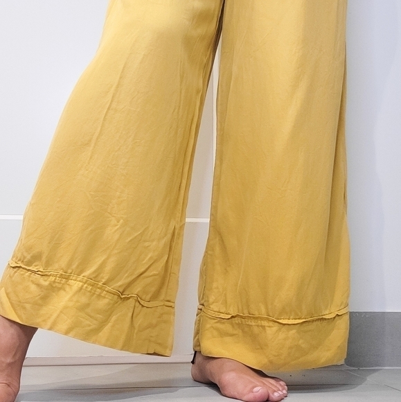 OYSHO Wemen's Wide Leg pants Elastic Waist Two Pockets XS Mustered Color - Picture 3 of 5